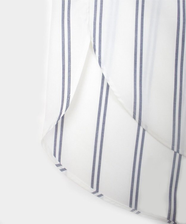 KASHIYAMA GIZA 100/2 バンドカラーシャツ ネイビーレールストライプ