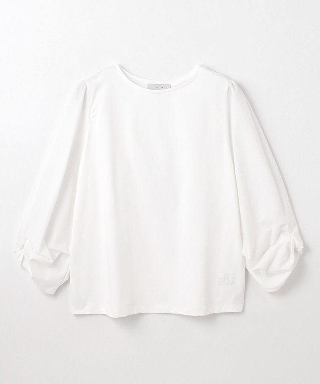 ANY 【洗濯機可/UVケア/アンチピリング】布帛ねじり袖コンビプルオーバー ホワイト