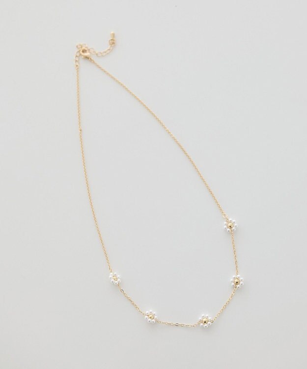 earth music&ecology ビーズフラワーネックレス Gold