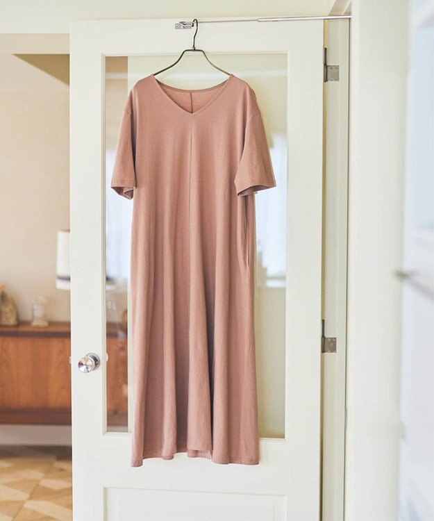 TOQUE 〈大草直子さんアドバイザー〉 【天然素材】タンギス コットン天竺 半袖ワンピース モカ