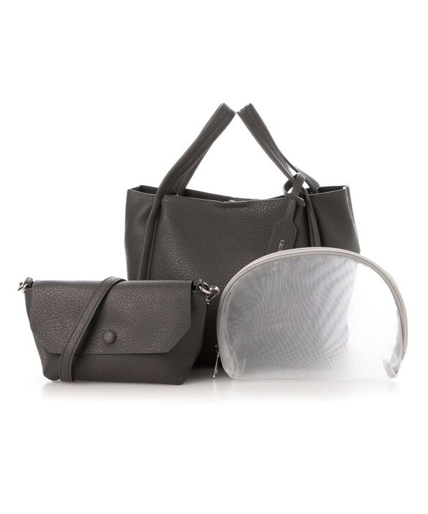 UNBILLION カシュカシュ cachecache / ミニショルダー付きソフトレザー調ミニトートバッグ ダークグレー