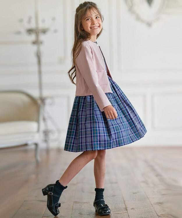 組曲 KIDS 【110-140㎝】ブリティッシュ ワンピース グリーン系3