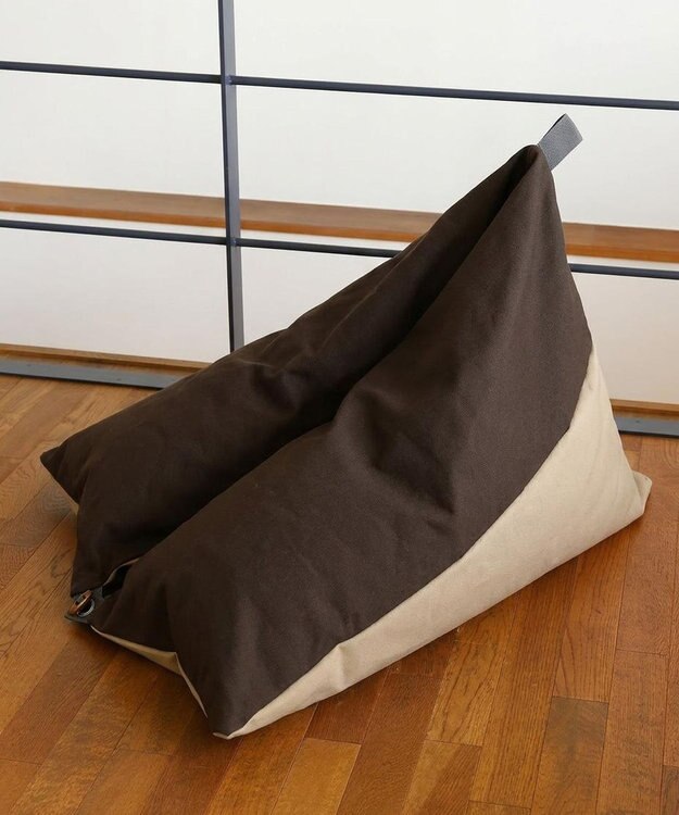ビーズクッション tetra 【tetra LUXE】8号帆布 3WAYビーズクッション こげ茶×ベージュ
