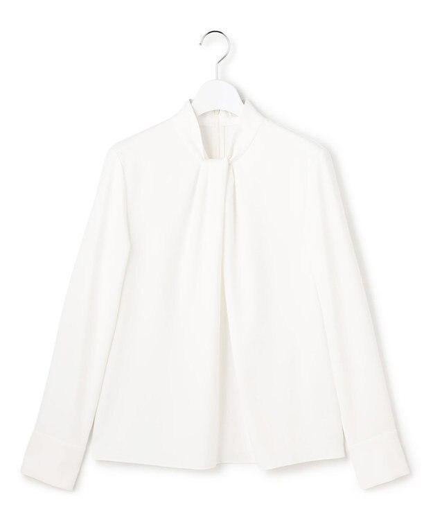 ICB ストレッチジョーゼット ボウタイライク ブラウス オフホワイト