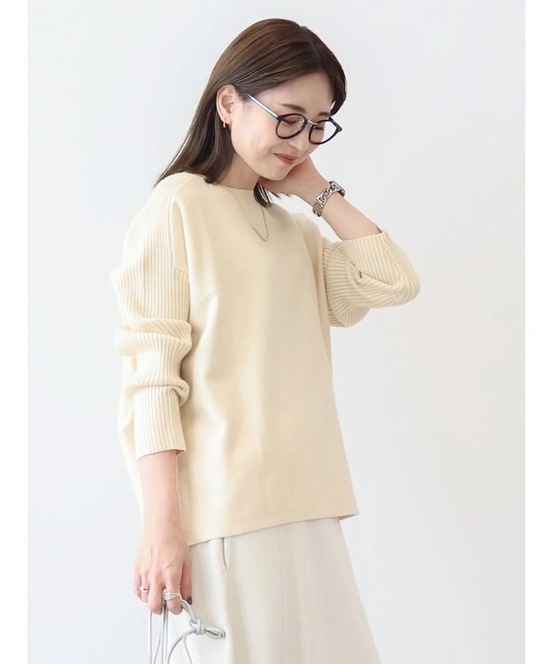 AMERICAN HOLIC バイパチ袖リブラグランニットプルオーバー Ivory