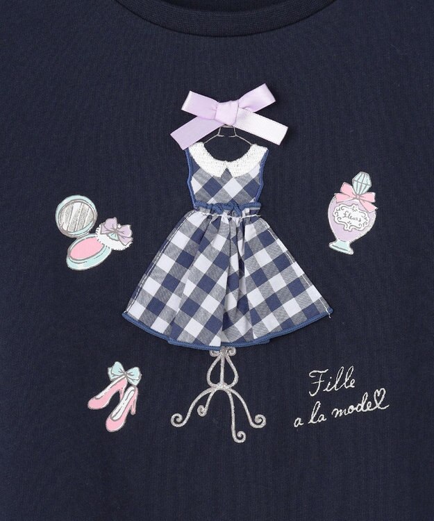 ANY KIDS ドレス アップリケ Tシャツ ネイビー