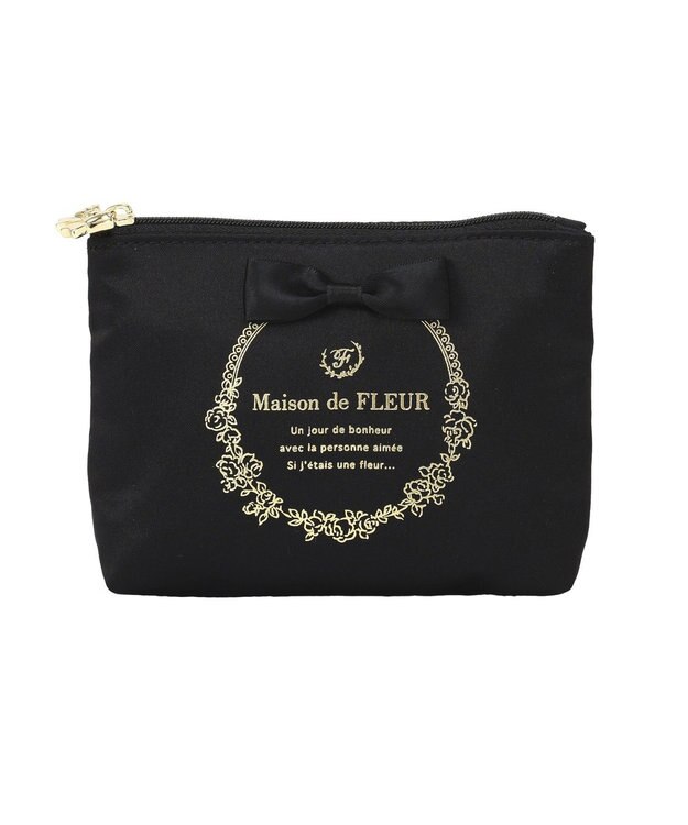 Maison de FLEUR サテンリボンティッシュケース Black
