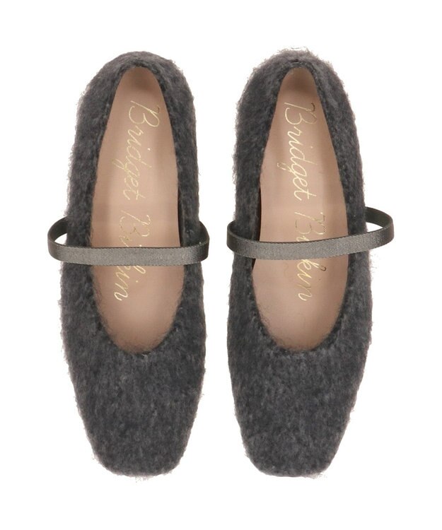 Bridget Birkin 【Bridget Birkin】エラスティックバンドもこもこスクエアバレエシューズ ダークグレー