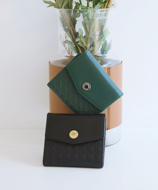 TOPKAPI 【TREASURE TOPKAPI】スムースレザー 幾何柄 二つ折り財布 ブラック