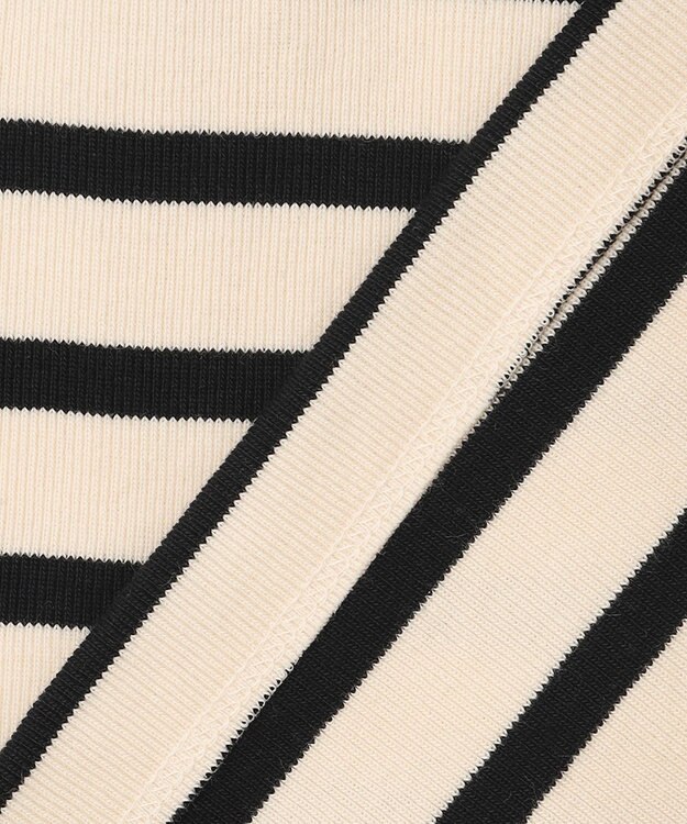 23区 S 【SLOW/洗える】ミドルフライスジャージー ノースリーブ カットソー オフ×ブラックボーダー