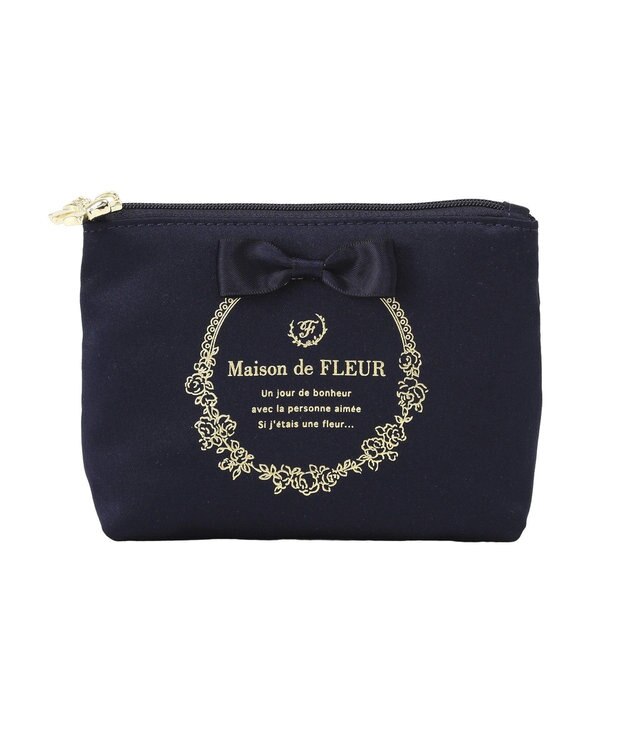 Maison de FLEUR サテンリボンティッシュケース Navy