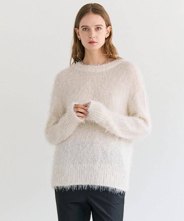 BEIGE， WERNER / ファンシーヤーンヘアリーニットプルオーバー Ecru