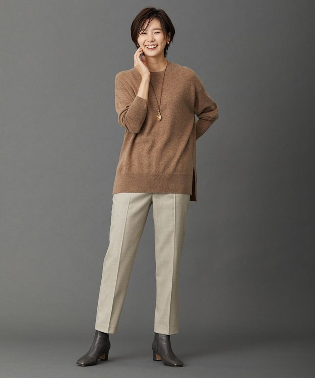 J.PRESS LADIES 【洗える】CASHMERE BLEND クルーネック ニット ブラウン系