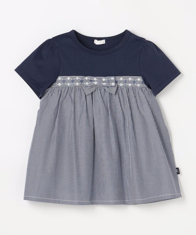 組曲 KIDS  【110-140㎝】 フラワーリボンチュニック ネイビー