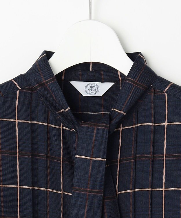 J.PRESS LADIES S サイロチェック ストライプ ブラウス ネイビーチェック系