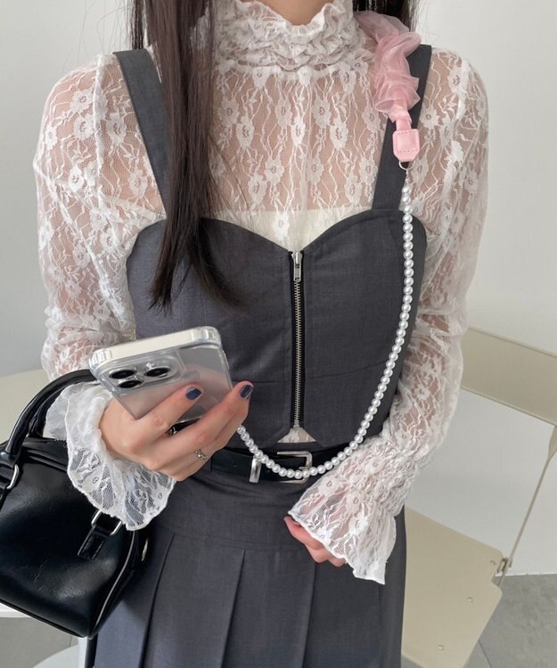 WEGO くしゅくしゅビーズストラップ ピンク