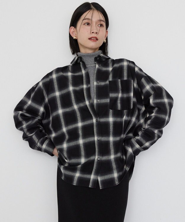 AMERICAN HOLIC バックタックチェックビエラシャツ Black