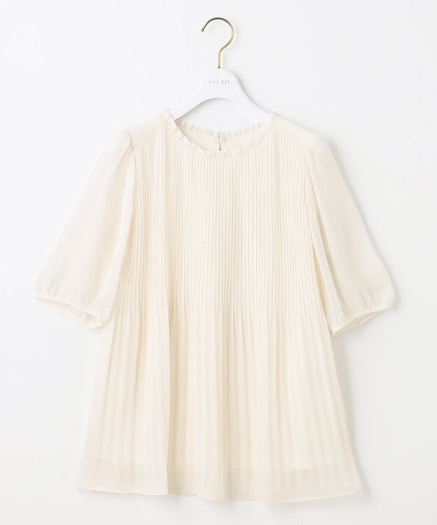 ANY SIS S 【洗える】エアリープリーツ ブラウス オフホワイト
