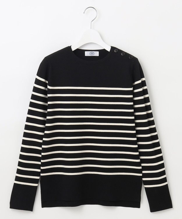 J.PRESS LADIES 【洗える】VIS/PE MILANO ボーダー ニット ブラック系1