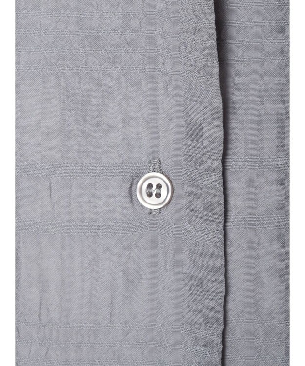 Green Parks シアーチェック開襟ブラウス Grayish Blue