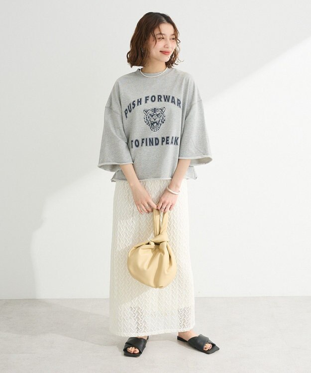 Green Parks ニットレースＩラインスカート Ivory