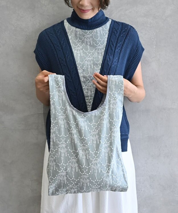 AND WOOL イラカ柄刺繍のバッグ ブルー