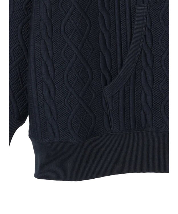 CRAFT STANDARD BOUTIQUE ケーブル柄カットパーカー1 Navy