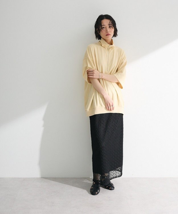 Green Parks ニットレースＩラインスカート Black