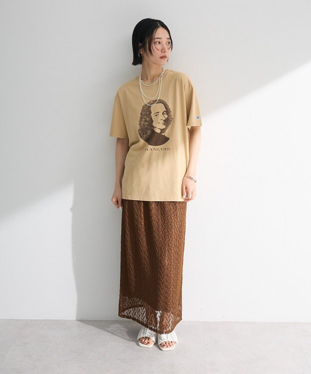 Green Parks ニットレースＩラインスカート Brown