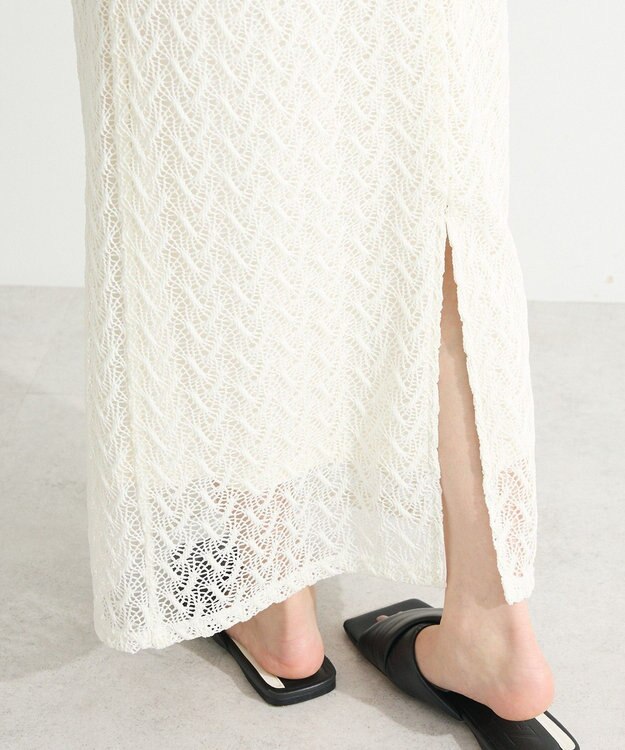 Green Parks ニットレースＩラインスカート Ivory