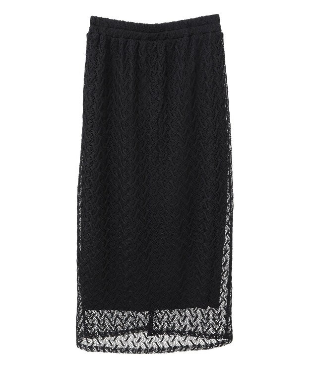 Green Parks ニットレースＩラインスカート Black