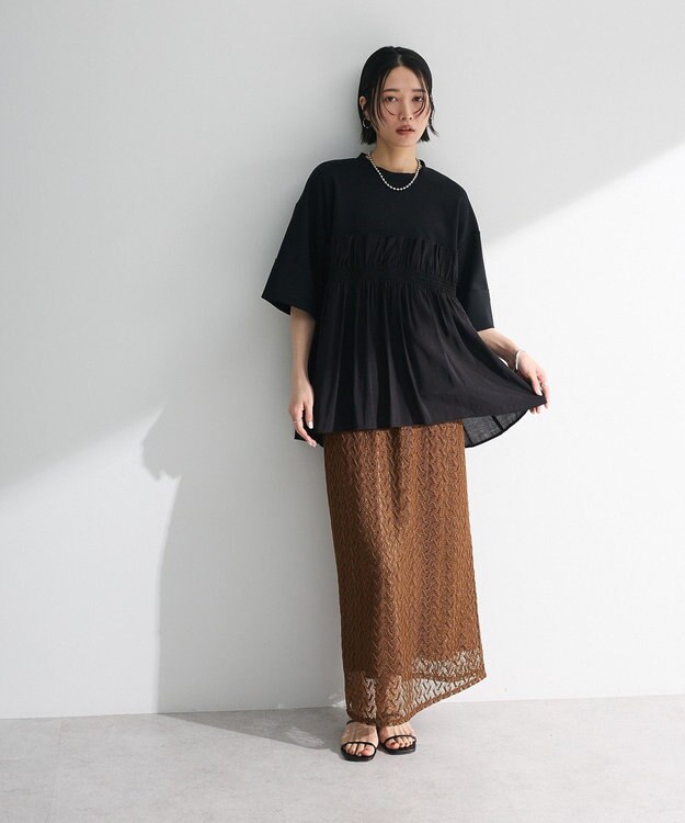 Green Parks ニットレースＩラインスカート Brown