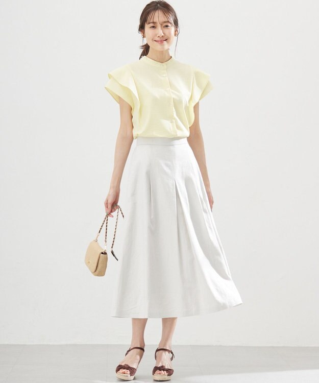 組曲 L リネンレーヨン スカート グレージュ系