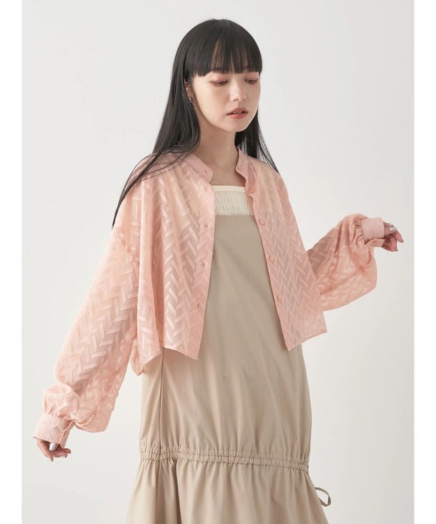 earth music&ecology ツッキリジャガードショートブラウス Pink