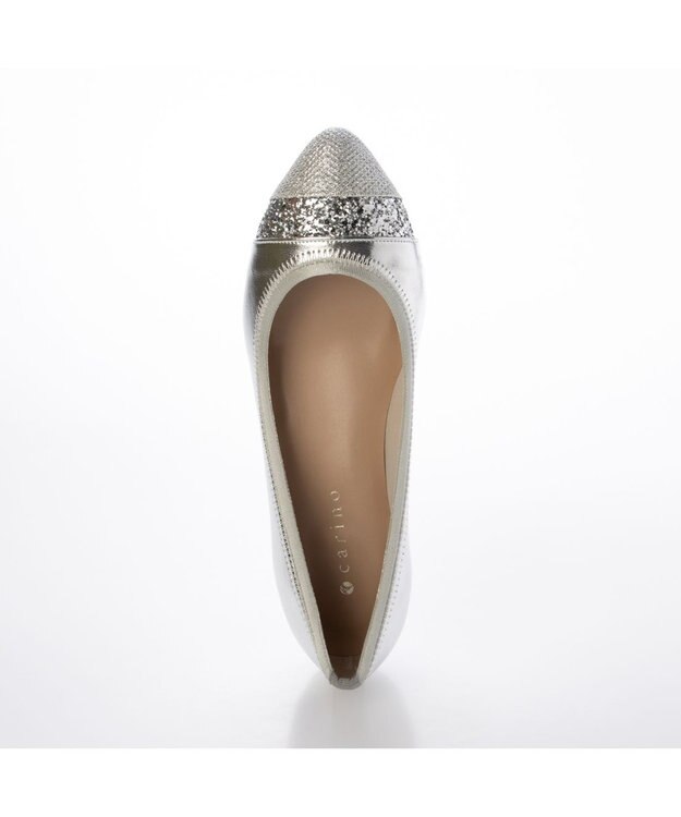 MODE ET JACOMO <carino>ポインテッドトゥウエッジヒールパンプス シルバーコンビ