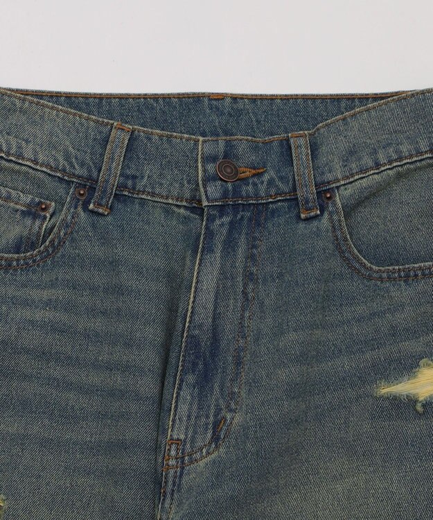 WEGO ダメージワイドデニムパンツ デニム淡加工色