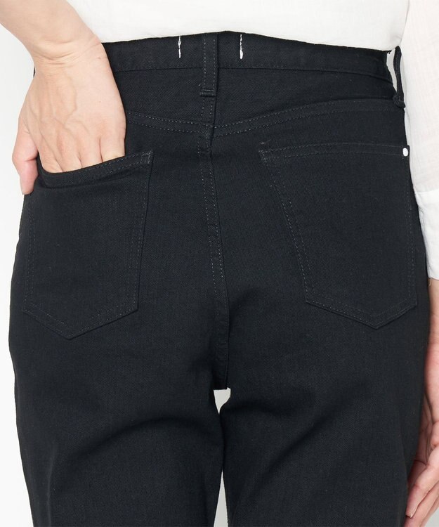 woadblue ＜坪田あさみさんコラボ/ストレッチ＞ブーティフレアデニムパンツ ブラック BLACK