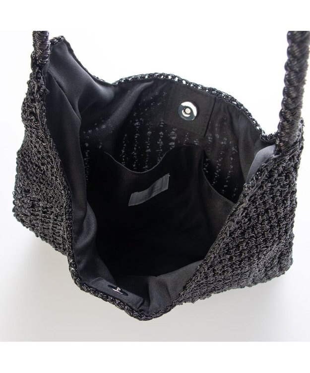 UNBILLION カシュカシュ cachecache / メタリックコード柄編みワンハンドルトート ブラック