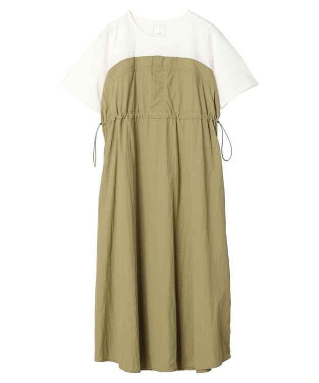 Green Parks 布帛ドッキングドロストワンピース Light Khaki