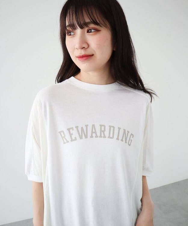 Green Parks ナイロンドッキングロゴチュニック Ecru