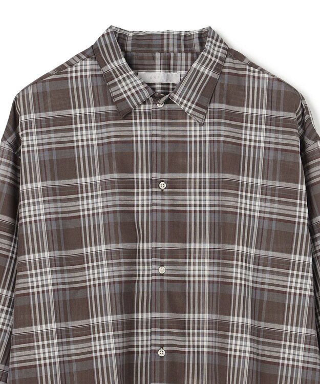 UNFILO MENS イージーケア エアリーシアーシャツ ブラウンチェック