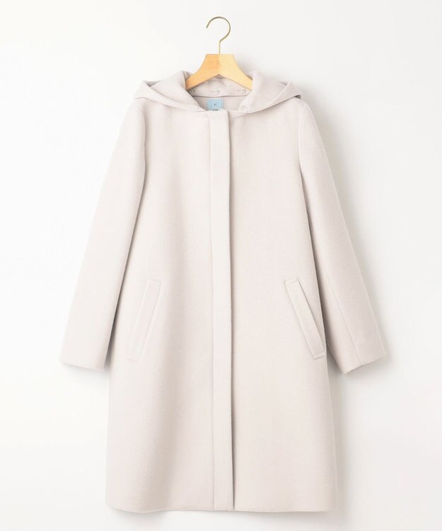 組曲 【2WAY・WEB限定】ショートビーバー フーディーロングコート ライトグレー系