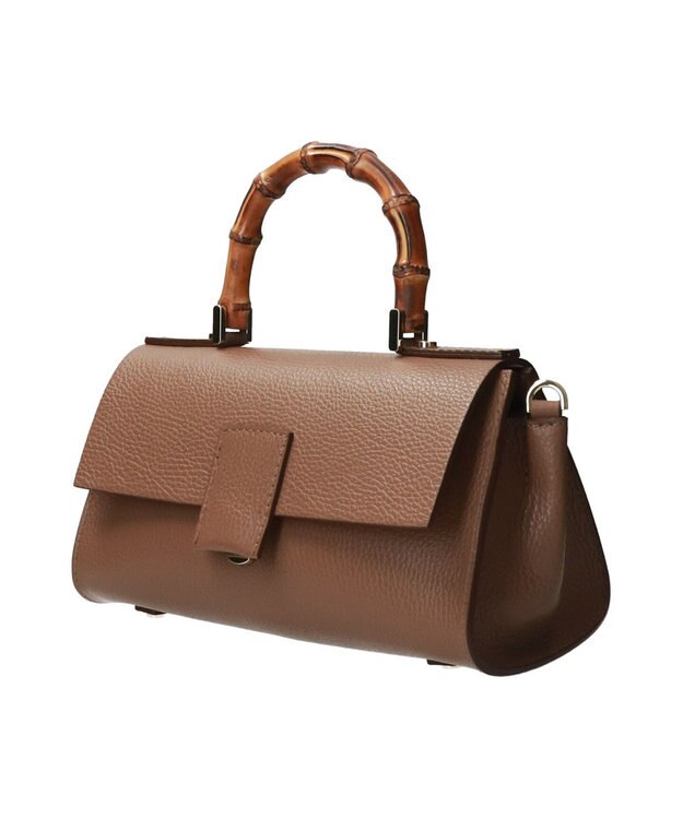 INTER-CHAUSSURES 【LORISTELLA】バンブーハンドルレザーハンドバッグ ブラウン