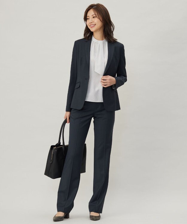 J.PRESS LADIES 【セットアップ対応】BAHARIYE ストレート パンツ ネイビーピンヘッド系