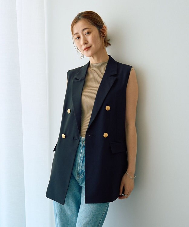 YECCA VECCA ハイネックノースリーブニット Beige