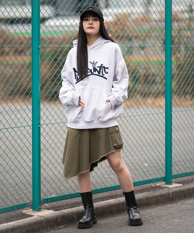 WEGO 【ユニセックス着用ITEM/SMLサイズ展開】グラフィックロゴプルパーカー アッシュグレー