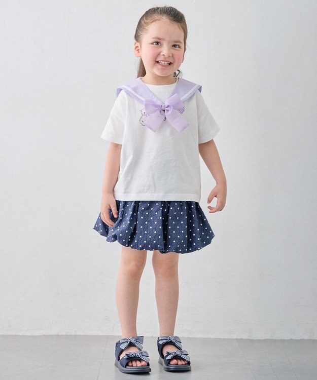 ANY KIDS 【綿100%/接触冷感】ひんやり 2WAY セーラーTシャツ オフホワイト