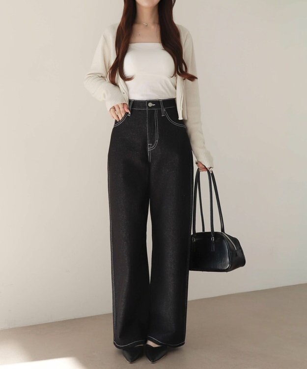 WEGO 【XS～Lサイズ展開/美脚】ストレートデニムパンツ デニムブラック