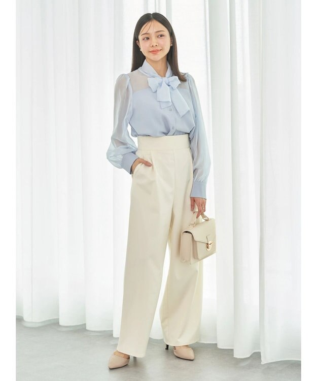 earth music&ecology シアードッキングブラウス Blue