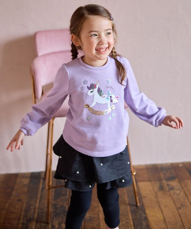 ANY KIDS ミラクルスパンコールトレーナー ラベンダー（ユニコーン）